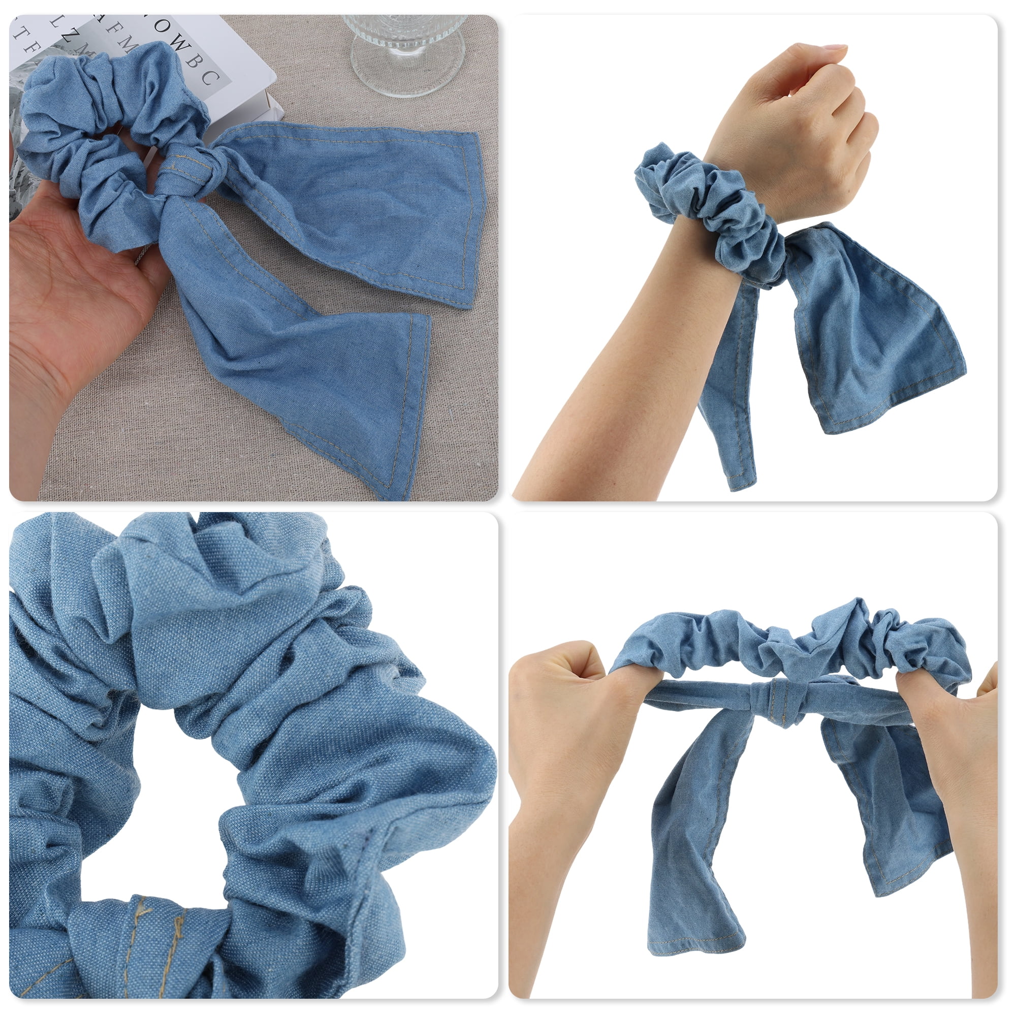 Unique Bargains Simple Denim Hair Ties Everyday Special Use Light Blue