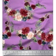 thumbnail image 1 of Soimoi Purple polyester Crepe Fabric Ranunculus & Penoy Floral Print Print Fabric by the Yard 52 Inch Wide, 1 of 3