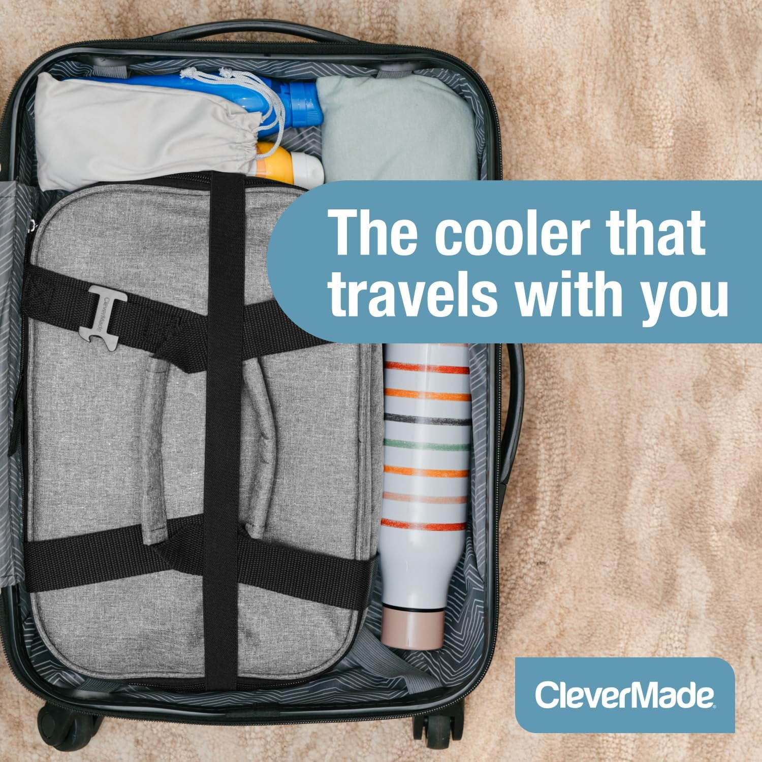 CleverMade Collapsible Tahoe Cooler - 30 Can - Heather Cool Gray/Midnight Black