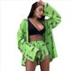 thumbnail image 2 of Pijama Holgado con Estampado para Mujer, Informal, con Cordones, de Larga y Pantalones Cortos de Cintura Alta, para el Hogar. Verde M, 2 of 10