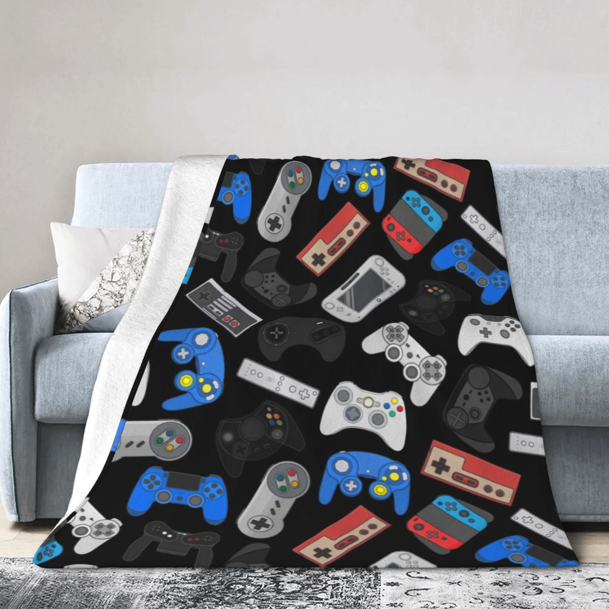 Gaming Fleece Blankets Boys Girls Throw Blanket Gamepad for Kids