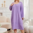 thumbnail image 2 of Timegard Chemises de Nuit Grande Taille pour Femmes Manches Longues Col Carré Robe de Pyjama Ample Automne Hiver Vêtements de Maison, 2 of 8