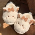 thumbnail image 4 of Daznico Women's Cat Slippers - Plush Closed-Back House Shoes, Cozy Winter Indoor Comfort with Non- Sole,Color:White,Size:6.5, 4 of 8