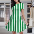 thumbnail image 2 of Aesthetic Dark Green And White Vertical Women's Classic Swing Skater Dress Casual Work Party Cocktail Dresses, 2 of 6