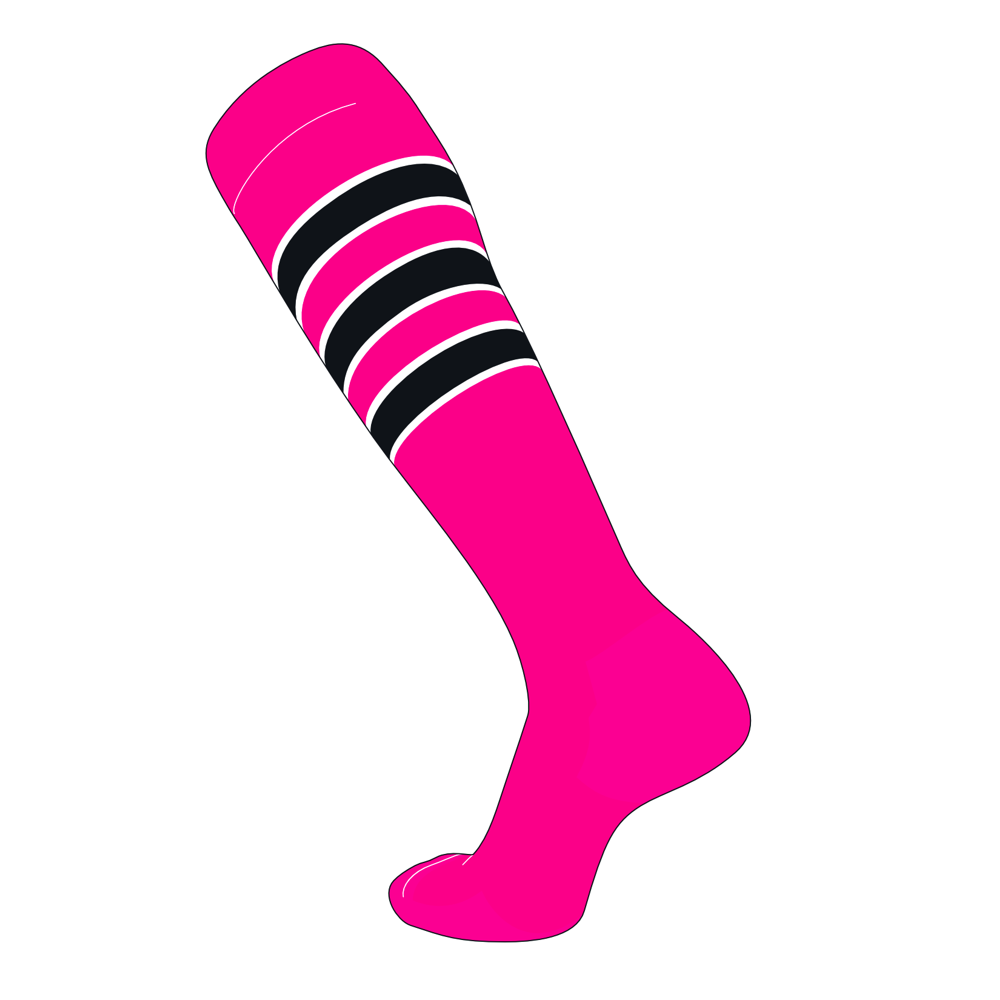 TCK TCK Elite Baseball Football Knee High Striped Socks (D) Hot Pink