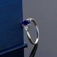 thumbnail image 4 of Gem Stone King 14K White Gold Blue Sapphire and White Diamond Engagement Ring for Women | 0.61 Cttw | Wedding Anniversary Promise Ring for Women | Available 5,6,7,8,9, 4 of 5