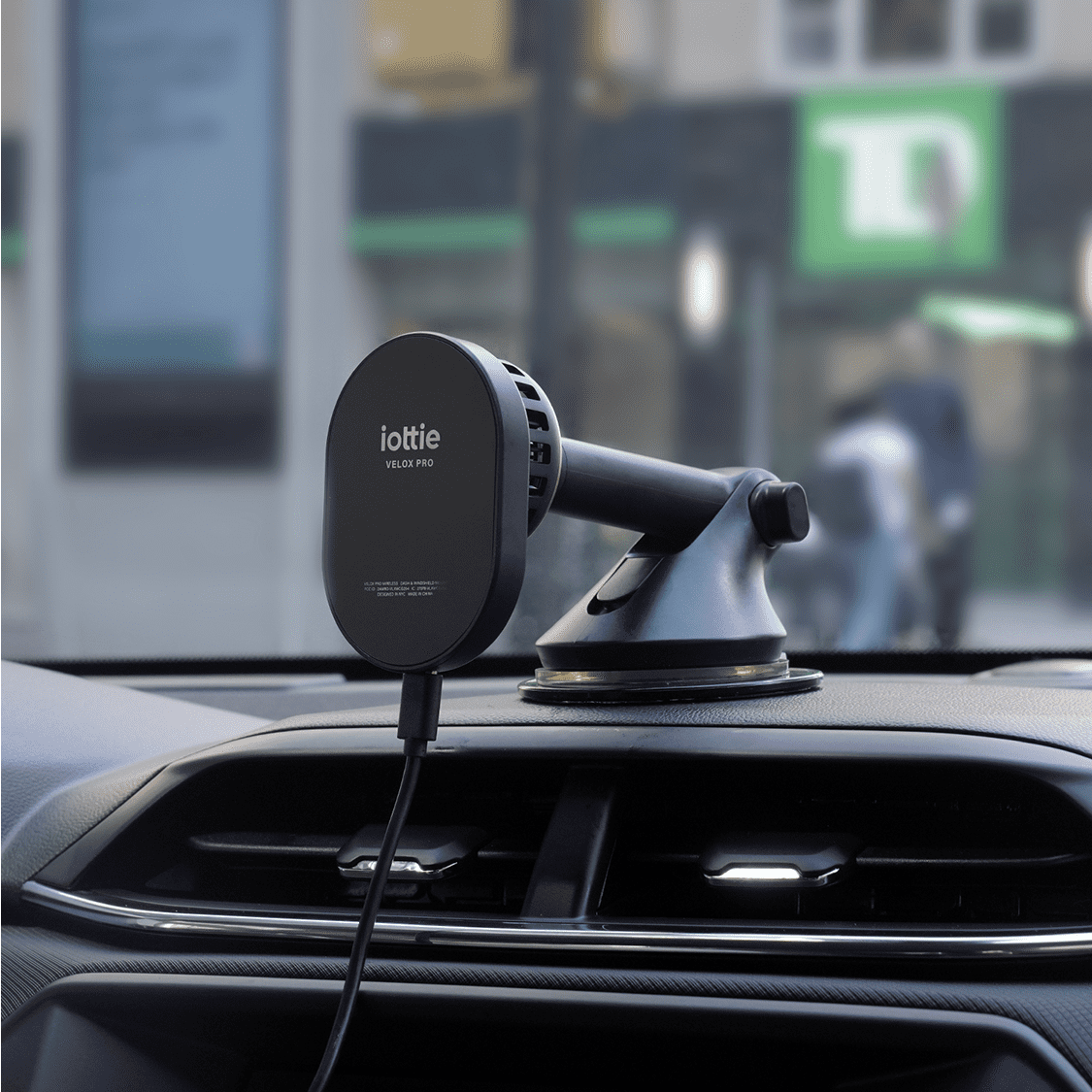 Velox Wireless Pro - MagSafe Compatible Dash & Windshield Car Mount Phone Holder - Blue (Car Charger Included)