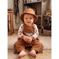 thumbnail image 3 of RUINIXCW Western Newborn Baby Boy Cowboy Outfit Infant Boys Spring Fall Winter Clothes Cow Head Print Long Sleeve Romper Tassel Overall Pants Hat Set, 3 of 10