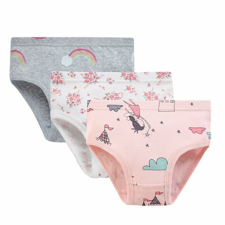 

Little Girls 3Pcs Soft Underwear Toddler Kids Cool Breathable Comfort Panty 4-10T