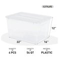 Citylife 54Qt Clear Stackable Organizer Plastic Storage Bins, Durable