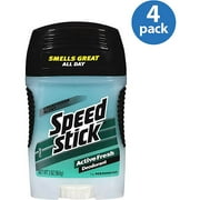 Speed Stick Deodorant, Clear, Active Fresh (Pack of 4)
