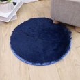 thumbnail image 1 of Navy Round Rug Faux Fur Sheepskin Area Rugs Fluffy Plush Carpet Washable Shaggy Mat for Dorm Preppy Room Decor, 1.3 ft, 1 of 7