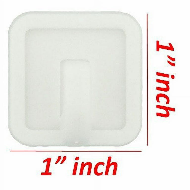 Wideskall 16 Pcs White Self Adhesive Plastic Square Hook Small Wall Mount Hanger for Bathroom Towel and Robe, Size: 1 x 1 inch