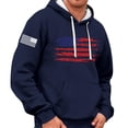 thumbnail image 2 of Men's & Women's Flag Print Pullover Hoodie, Unisex Loose Fit Long Sleeve Sweatshirt, Patriotic Streetwear for 4th of July, Christmas, Fall Winter Season,Dark Blue,M, 2 of 6