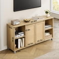 thumbnail image 2 of QinaQin Mueble para TV boho de 71 pulgadas con puertas de ratán, consola mid century con repisas abiertas para sala o centro de entretenimiento, 2 of 7