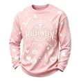 thumbnail image 2 of Mens Retro Fall Halloween Splatter Detail Graphic Cotton Blend Crewneck Sweatshirt Jack O Lantern Holiday Casual Long Sleeve Pullover Pink 3XL, 2 of 4
