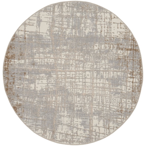 Calvin Klein CK950 Rush Area Rug, 4' x Round, Ivory/Taupe, Round