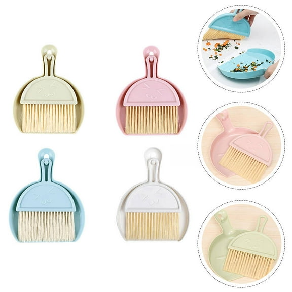 Soimiss Desktop Dustpan and Brush Mini Dust Brush Household Cleaning Blue 4 Sets