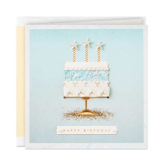 Tarjeta de cumpleaños Hallmark Signature pastel de conchas marinas 14 x 14 cm