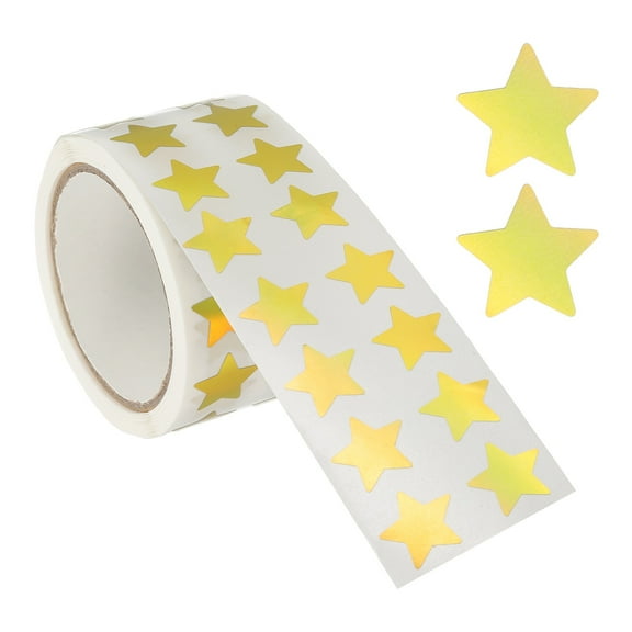 Star Stickers Roll 1/2", 1000 Pcs Metallic Foil Stars Self-Adhesive Labels, Metallic Gold