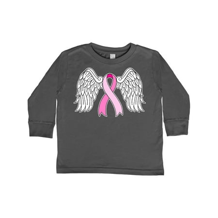 

Inktastic Breast Cancer Awareness Pink Ribbom with Angel Wings Gift Toddler Boy or Toddler Girl Long Sleeve T-Shirt