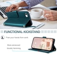 thumbnail image 3 of for iPhone 7/8/SE 2020/SE 2022 Wallet Case, Elegant PU Leather Shoulder Strap & Wrist Strap Kickstand Card Slots Magnetic Closure Full Body Protection Phone Case for iPhone 7/8/SE 2020/SE 2022, Green, 3 of 8
