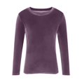 thumbnail image 4 of WRKEKC Hauts à Manches Longues pour Femmes Couleur Unie Velours Col Rond Haut pour Femmes Décontracté Usage Quotidien Chemise, 4 of 6