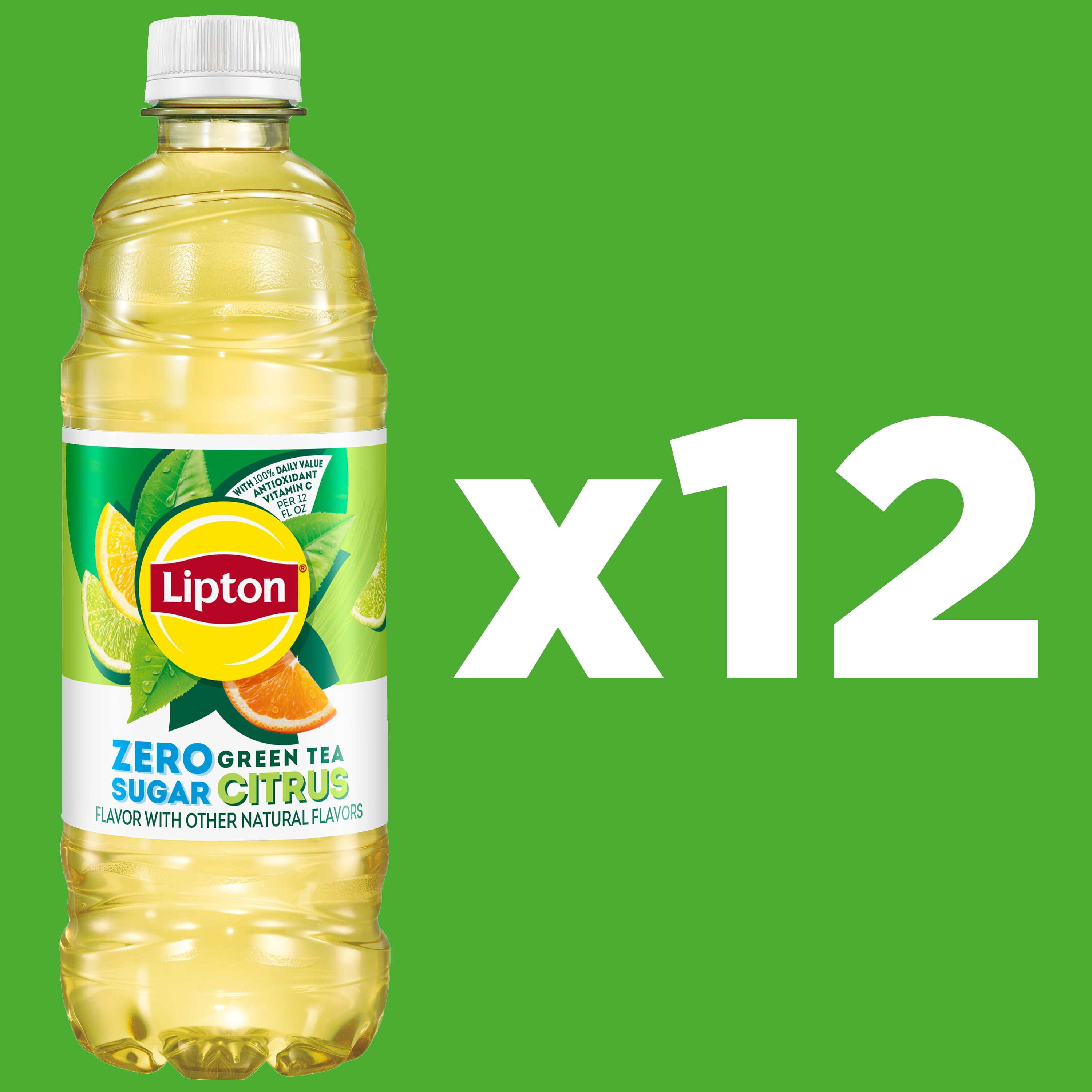 Lipton Green Tea Citrus Zero Sugar Iced Tea, 16.9 fl oz, 12 pack Bottles​