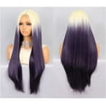 thumbnail image 3 of Unique Bargains Lace Front Wigs for Women 26" Blonde Gradient Purple Long Straight Hair with Wig Cap, 3 of 6