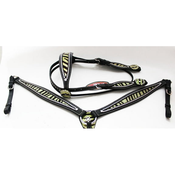 Horse Show Tack Horse Bridle Western Leather Headstall Breast Collar 8228HB