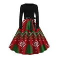 thumbnail image 1 of Birdeem Robe de Noël Imprimée pour Femmes Col Rond Manches Longues Grande Mode, 1 of 1