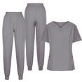 thumbnail image 4 of uublik Two Piece Outfits Women Nurse Uniform Jogger Suit Stretch Top & Pants with Multi Pocket for Nurse Esthetician Workwear Gray, 4 of 5