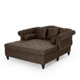 thumbnail image 3 of Christopher Knight Home 62.5" Large Loveseat Chaise Lounge, Sofa Bed Couch with Scroll Arms and Pillows, Brown, 3 of 7