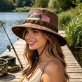 thumbnail image 5 of Fishing Is a Way of Life Boonie Hat,Adjustable Chin Strap Wide Brim Cap Outdoor Sunshade Fishing Bucket Hat,Patriotic Bass Print Sun Hat Lightweight Breathable Suitable for Fishing and Hiking, D, 5 of 6