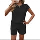 thumbnail image 2 of Conjunto de Pijama de Dos Piezas para Mujer, de Punto, con Mangas y Suéter Suave Negro L, 2 of 9