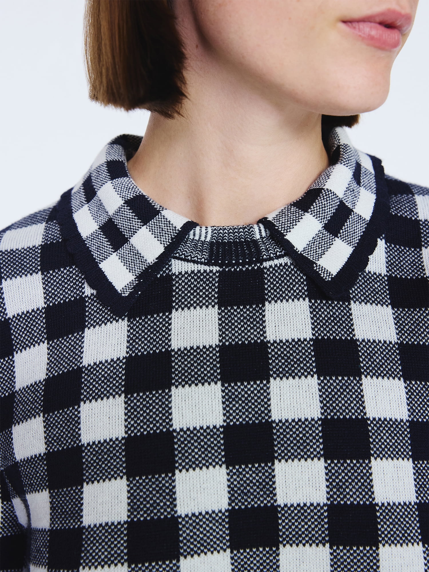 Free Assembly Women's Collared Sweater with Long Puff Sleeves, Midweight, Sizes XS-XXL