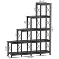 thumbnail image 2 of PAKASEPT 14 Shelves Bookshelf, Ladder Corner Bookshelf, Industrial Vintage Book Storage, Rustic 5-Tier Display Shelf Storage Organizer for Home Office Living Room (Black), 2 of 17