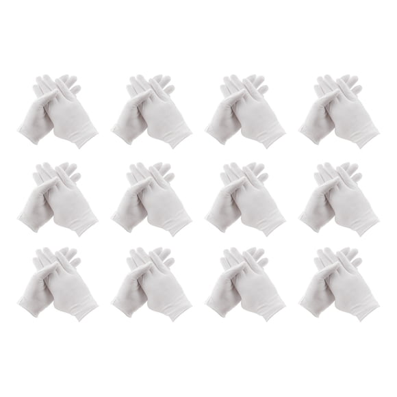 Ikeay Gloves White Cotton Gloves White Cotton Work Gloves Dry Hand Beauty and Moisturizing 12 Pairs White Gloves-12 Pairs