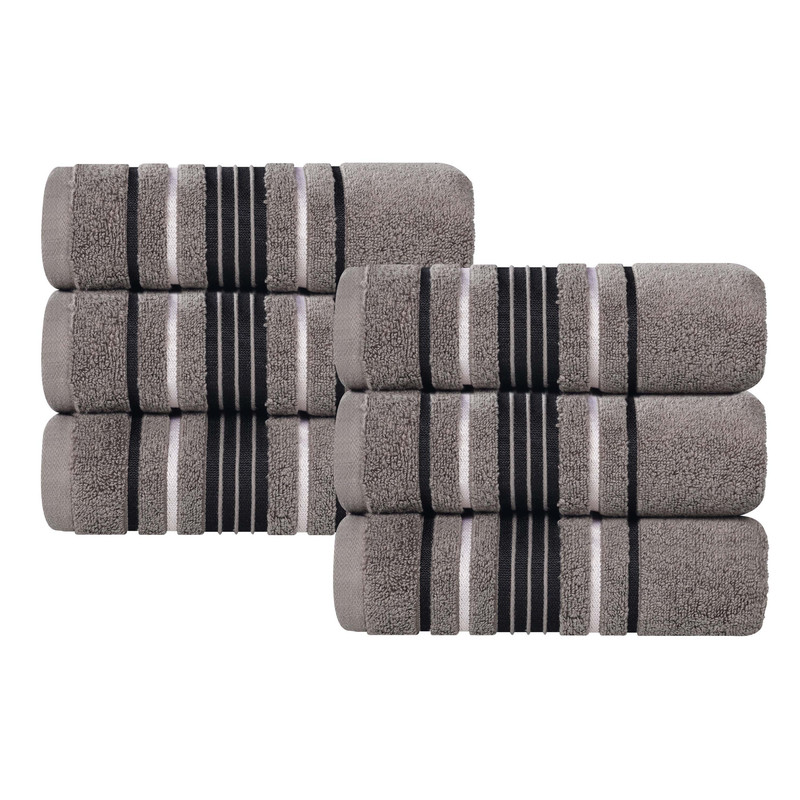 Superior Sadie Zero Twist Cotton Solid Hand Towel, Set of 6, Charcoal