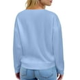thumbnail image 3 of ASDFVBKG Womens Long Sleeve V Neck Tops Henley Shirts Button Down Solid Casual Pullover Waffle Leisure Fashion Blouse Loose Fit 2025 Fall Tunic Tee Tops Blue XL, 3 of 4