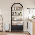 thumbnail image 5 of Arched Bookshelf, Bookcase with Doors Storage, 71.5" 4-Tier Tall Bookcase with Sturdy Metal Frame, Freestanding Display Shelving Unit for Living Room, Home Office, 5 of 8