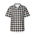 thumbnail image 1 of Balery Houndstooth Black And White Camisas hawaianas de manga corta para hombre, camisas playeras de corte holgado, camisas de vacaciones con botones,3X-Large, 1 of 7