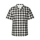 thumbnail image 1 of Balery Houndstooth Black And White Camisas hawaianas de manga corta para hombre, camisas playeras de corte holgado, camisas de vacaciones con botones,XX-Large, 1 of 7