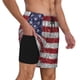 thumbnail image 2 of Balery America Flag Glitter Bañador para hombre, shorts de playa de secado rápido con entrepierna y forro de compresión-Large, 2 of 6