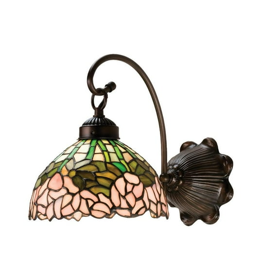 8" Wide Tiffany Cabbage Rose Wall Sconce