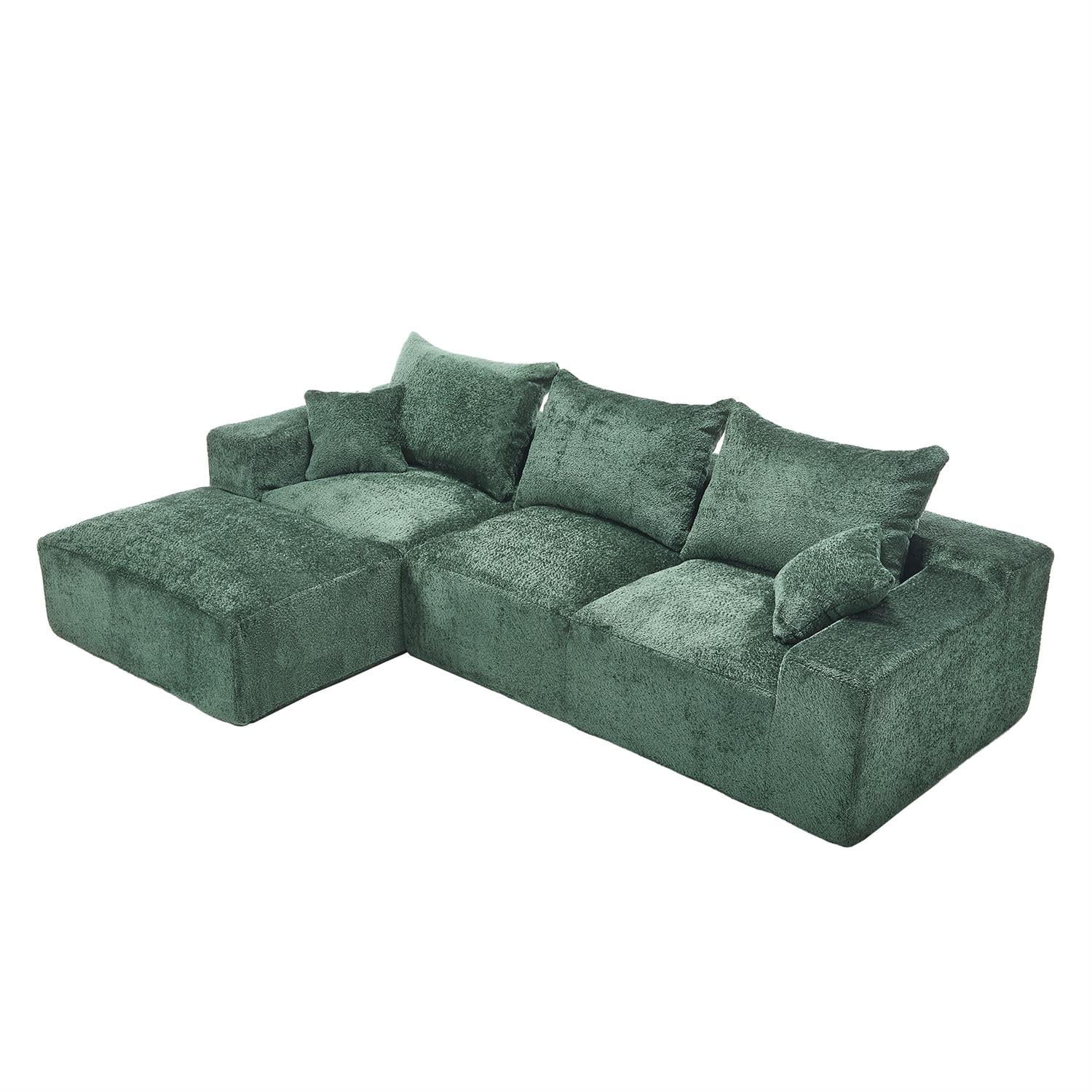 Demi Bonn 108" Modern L-Shaped Sofa, Premium Fabric Couch with Deep Seating, Freestyle Setup, No Assembly Needed for Living Room Relaxation, Green