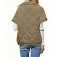 thumbnail image 4 of cocolona Womens Winter Puffer Jacket Zip Up Stand Collar Short Sleeve Quilted Vest Casual Lightweight Warm Puffer Coats Outwear, 4 of 7