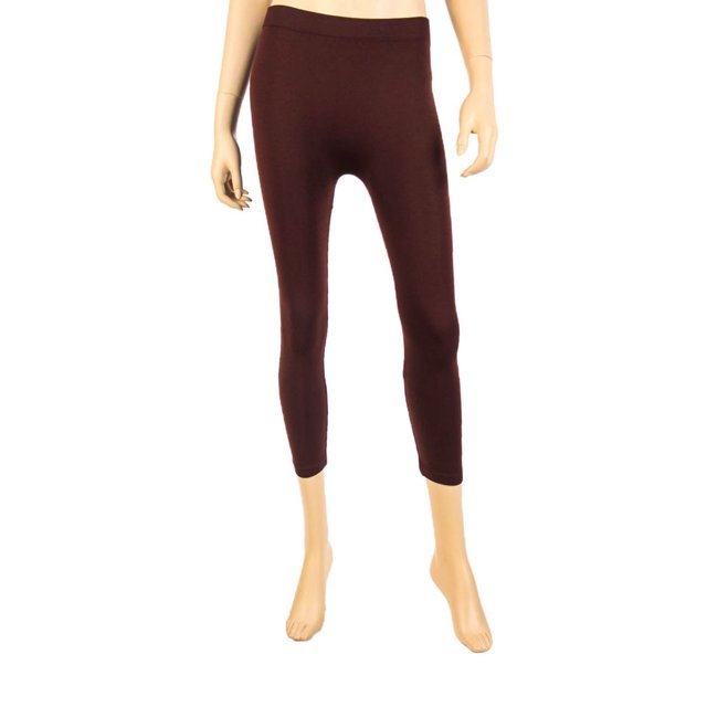LAVRA Femmes Capri Mollet Longueur Couleur Leggings-Brun