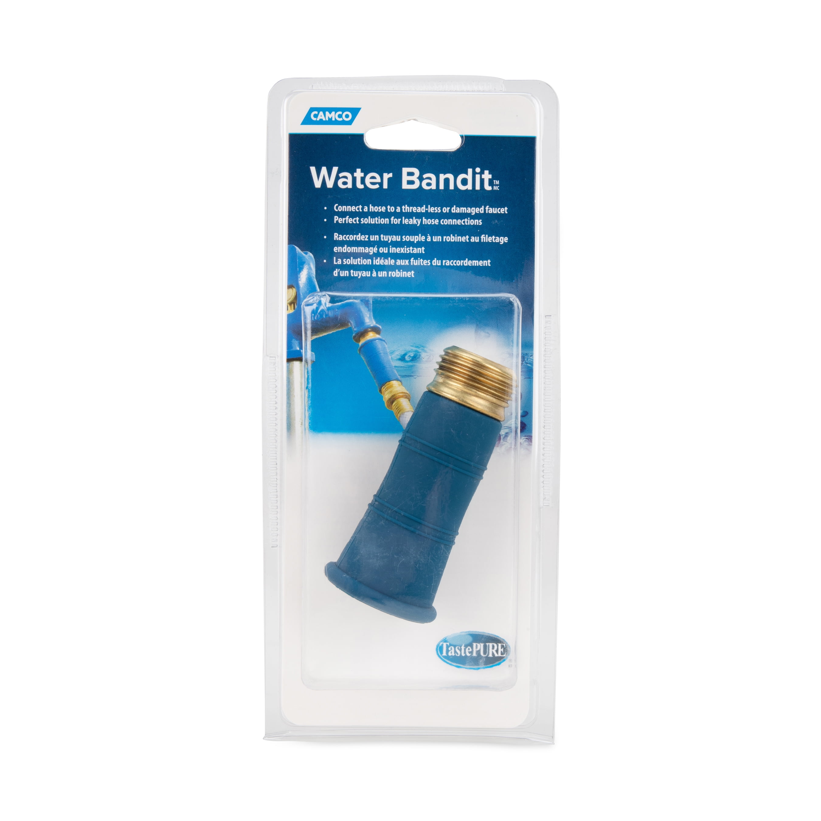 Camco Water Bandit | Features a Highly Flexible Silicone-Polymer Sleeve &  ABS Male Water Hose Connection | Works with Damaged or Stripped Faucet