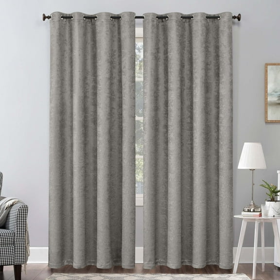 Subrtex Blackout Curtains Room Grommet Curtain Thermal Insulated Drapes, Set of 2, Light Grey, 53"x84"
